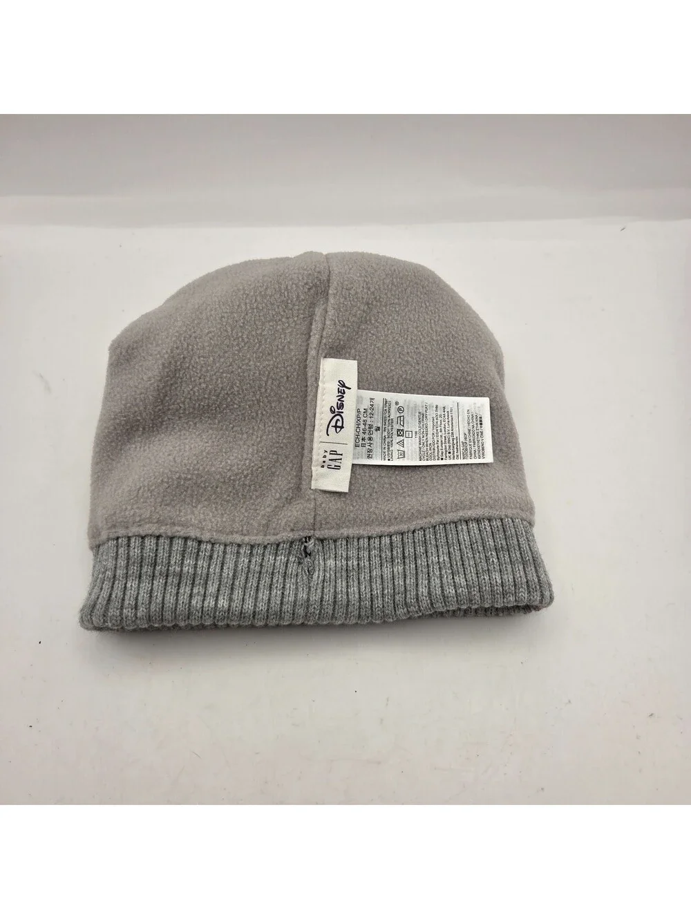 Baby Gap Disney Mickey Mouse Pom Beanie Gray 12-24 Months Fleece Lined